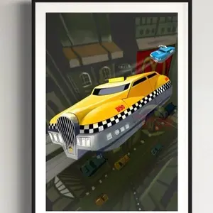 Signed Fifth element taxi cab print art poster