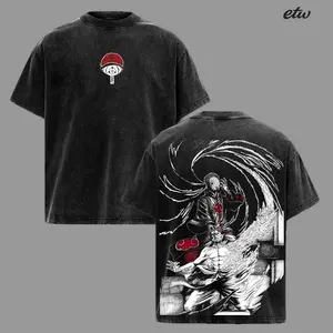 Obito Kamui Vintage Washed Oversized T-Shirt – Naruto Anime Graphic Tee, Uchiha Masked Man Artwork Shirt, Streetwear Casual Soft Cotton Apparel, Unisex Top, Gift for Naruto Fans