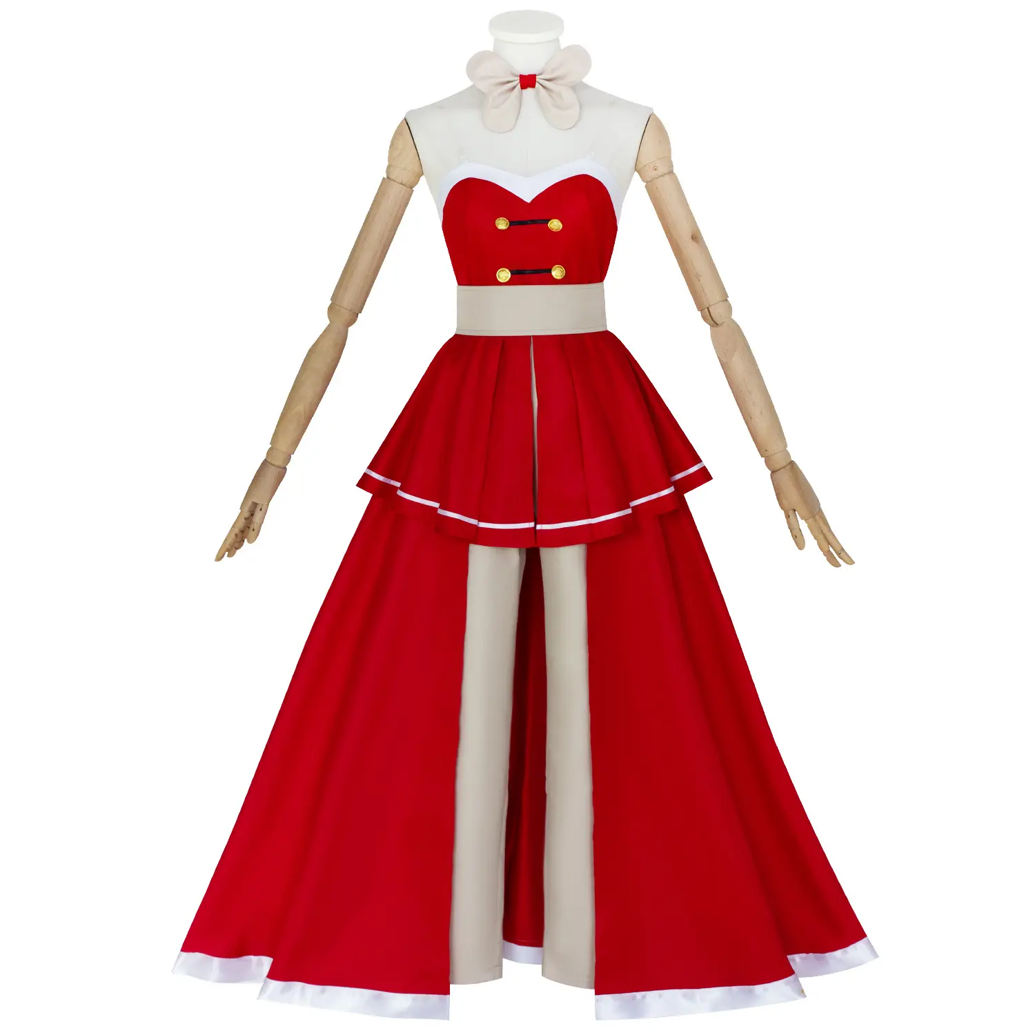 Women‘s Charlie Morning Cosplay Red Gown Set with Top Pants Waistband for Halloween