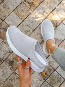 New Women's Fashion Slip-On Shoes, Breathable Thick Sole, Round Toe, Casual Half Sandals, Sizes 36-43, Spring & Fall, Lightweight Slip Ons
