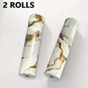 Self-Adhesive Marble Effect Wallpaper Roll, Full Coverage Decorative Wall Sticker, Home Renovation Foam Paper, 40cm X 3m, Living Room Bathroom Kitchen Dorm