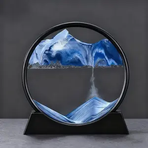 3D Dynamic Sand Painting Landscape and Waterfall, Zen Feng Shui Desktop Decor, Elegant Home Decoration, Perfect Gift for Meditation Room Ornaments, Home Decor Accessory