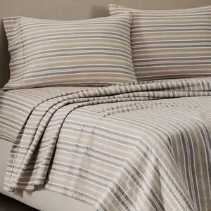 Jeremiah Brent Home Queen Cotton Sateen Sheet Set Sand Oliver Stripe