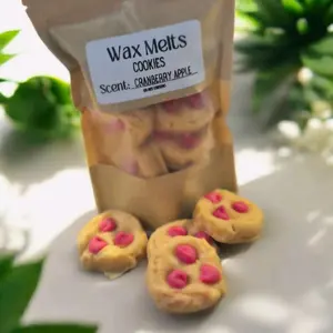 Cranberry Apple Cookie Scented Wax Melts - 4x6 Kraft Bags, 8-9 Melts Each, Soy Blend Wax, Decor & Fragrance, Aromatic Treats for Wax Warmers