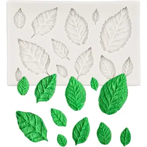 Leaf Silicone Mold Rose Flower Leaf Fondant Mold For Cake Decoration Chocolate Cupcake Topper Gum Paste Candy Polymer Clay
