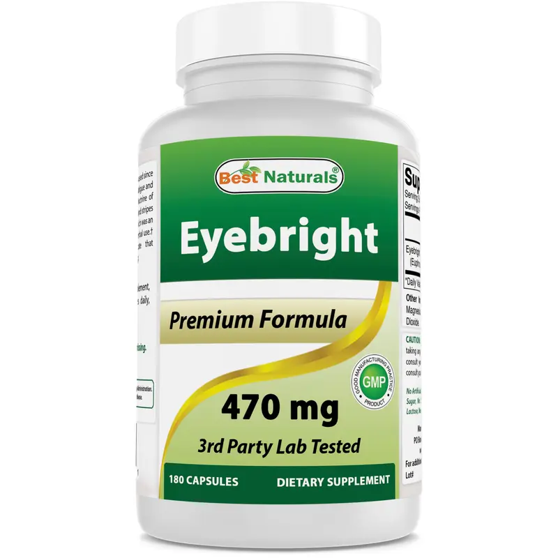 Best Naturals Eyebright 470 mg 180 Capsules - Herbal Supplement for Eye Health & Vision Support - Made in USA - Premium Formula