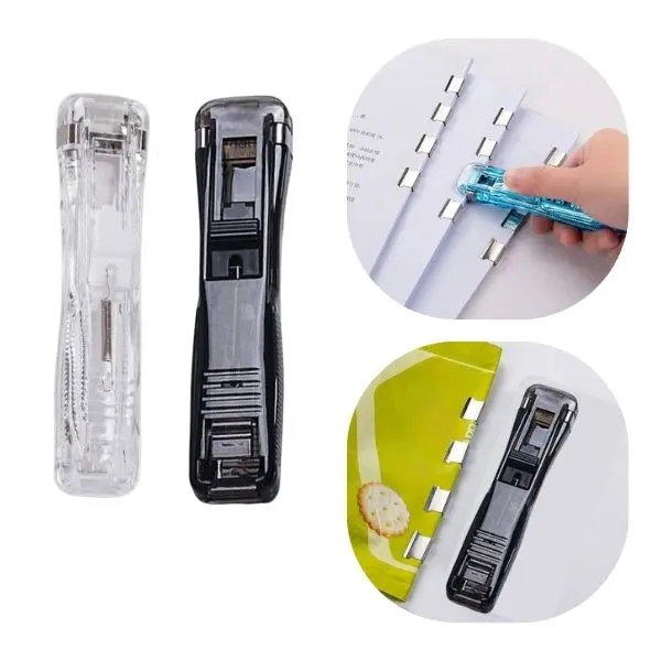 No-Staple Paper Clip: Reusable & Damage-Free, 2 Pack + 100 Refills，Stapler Alternative - Damage-Free Paper Organizer for Office & School