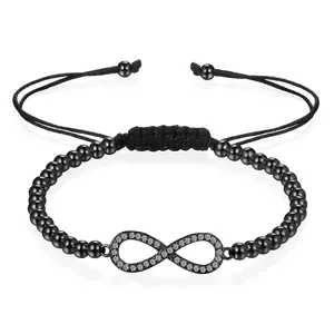OIDEA Women's Cubic Zirconia Infinity Symbol Beaded Bracelet - 6.1"-10.23" Ultra-Wide Adjustment Brass & Stainless Steel Zirconia Accent Sparkling Jewelry, Anniversary Gifts Infinity of Love Gift for Friends
