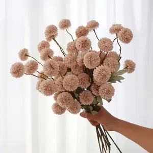 12pcs Artificial Snowball PomPom Flowers without Vase, Faux Ping Pong Flower Bouquet, Decorative Flower for Mother’s Day, Valentine’s Day, Christmas, Birthdays, Party Wedding, Home Decor Supplies, Artificial Flower Arrangements