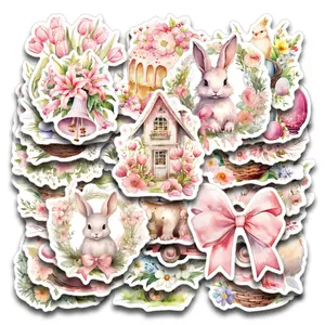 30 Stickers Easter Sticker Pack with Bunny and Egg Designs, Cute Holiday Decals for Scrapbooking, Water Bottles, and Crafts