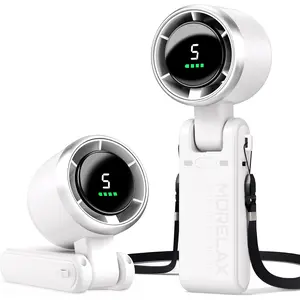 Personal Handheld Fan, High-Speed Turbo Fans, 5-Speed with LED Display, Powerful Motor, 4000mAh, USB Rechargeable Portable Cooling Fan for Outdoor Activities,Travel,Working,White