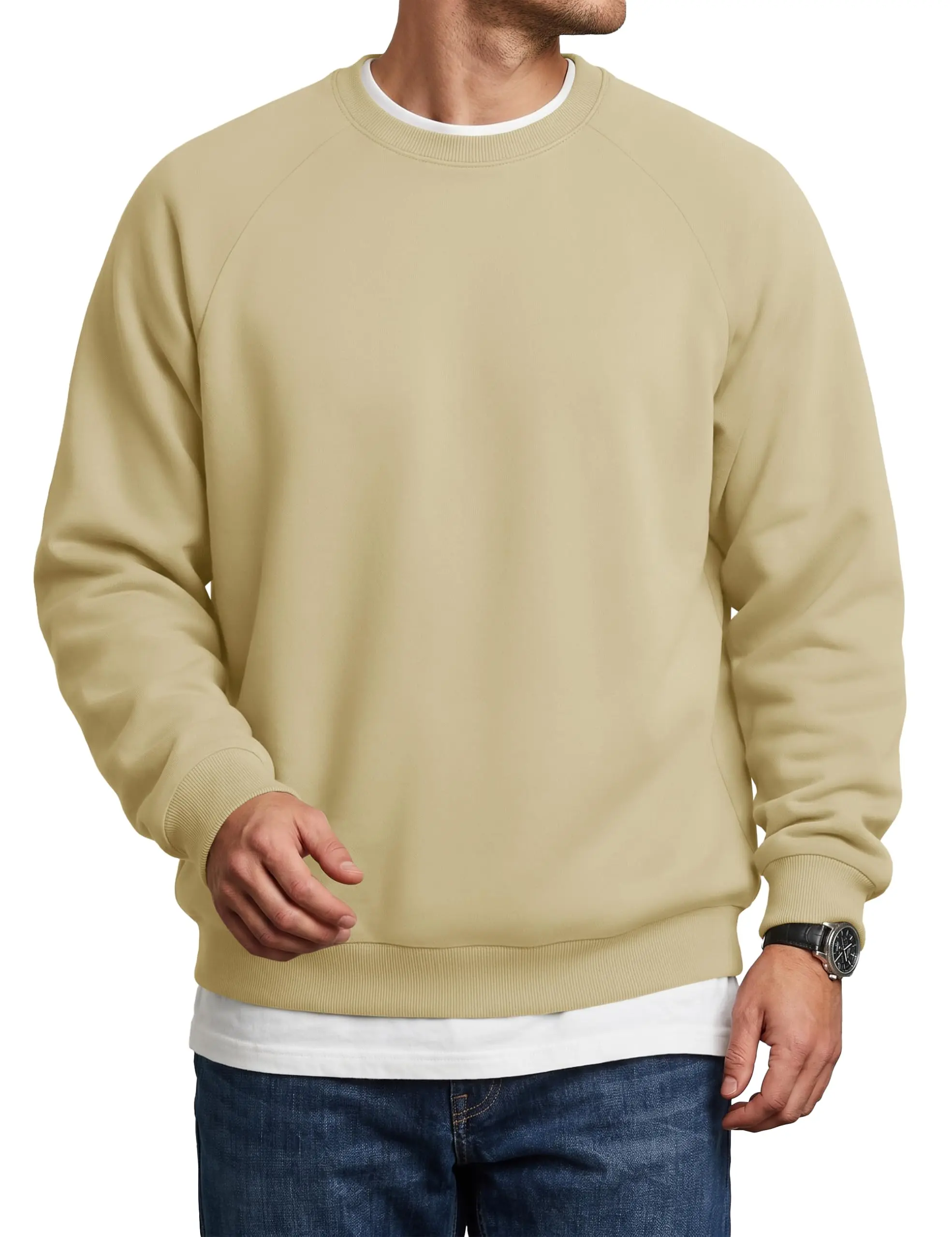 Men's Sweatshirts Crewneck Casual Basic Sweater Fleece Pullover