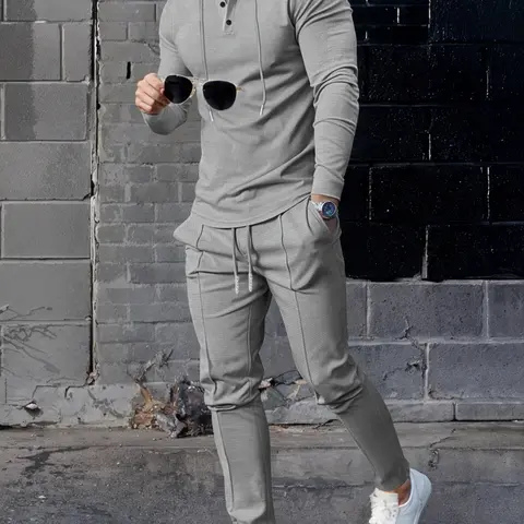 Men's Quick-Dry Waffle Fabric Top and Pants Set, Outfit, Casual Fitted Multi-Functional Monochrome Design, Comfortable Everyday Wear, Ideal for All Seasons, Sweat, Clothes, Trouser