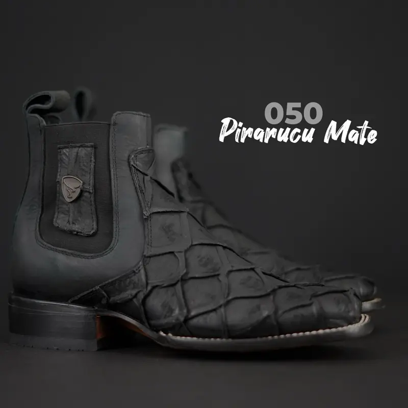 050 Botin Black Mate Print Vaquero de Mexico Western Boots Ranch ankle boots Men’s