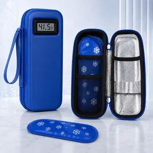 Insulin Cooler Travel Case with Temperature Display, 2 Reusable Ice Packs and Bonus Diet Poster, Portable Insulated Insulin Pen Cooling Bag, Diabetic Medicine Storage Organizer for Travel and Daily Use