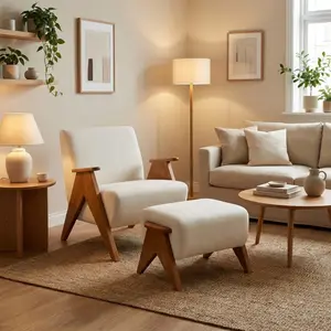 Baliaa ErgoWood Solid Wood Armchair - Modern ComfortLounge Indoor Living Room Chair with Ergonomic Design, Plush Cushioning - Ideal for Home Relaxation and Stylish Decor, Living Room Chairs