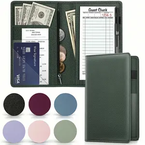 FINTIE PU Leather Slim Server & Bartending Book Organizer - Waiter Service Tool with Zipper Pocket, Integrated Calendar, Restaurant Guest Check Presenter & Card Holder for Busy Shifts, Polished Office Stationery