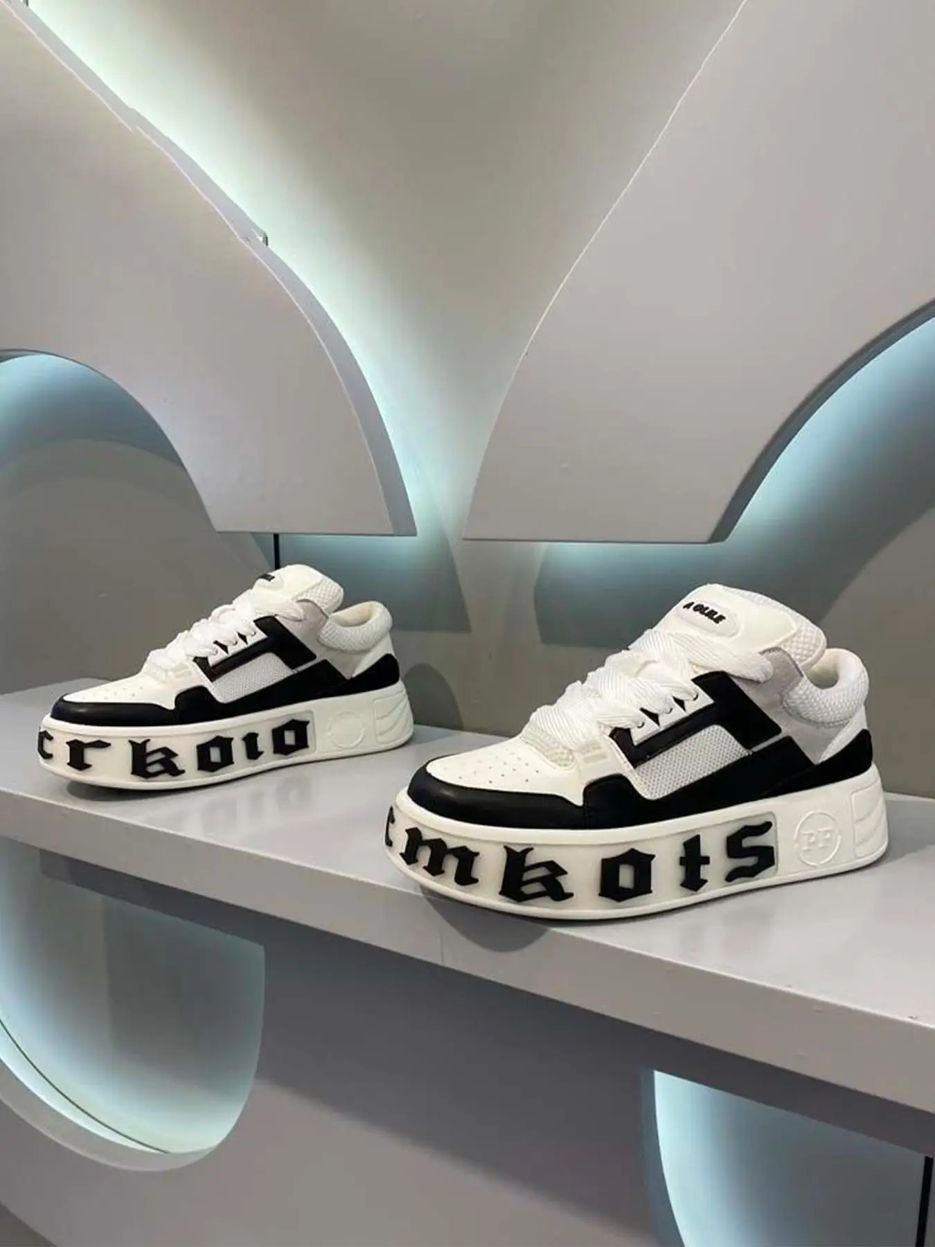 Men's Fashionable Colorblock Letter Print Lace Up Low Top Chunky Sneakers, Casual Comfortable Sports Shoes for Daily Wear, Trendy All-match Sneakers f