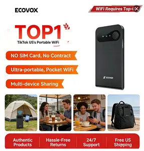 ECOVOX 2026 Upgraded Portable WiFi Hotspot – High-Speed 4G Data, Global Coverage, No SIM Card Required, Tri-Band Router for Car, RV, Travel, Multi-device Support Local Pocket