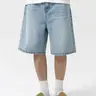 Men's Loose-Fit Straight Leg Denim Shorts, Casual Comfortable Washed Jeans, Natural Waist, Zipper Fly, All Seasons, Menswear, Scb08 Batch