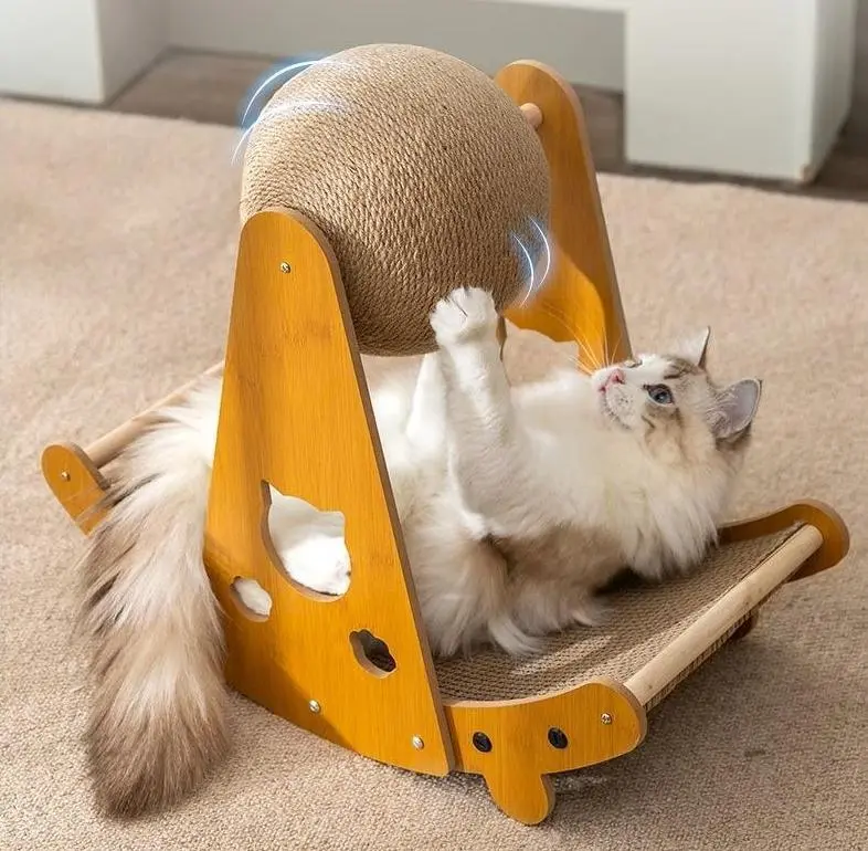 1pc Small Cat Recliner Scratch Pad - Upgraded Sisal Fiber Mat, Corrugated Paper Scratch Board, Shedding-Free Single Layer Cat Furniture Accessory