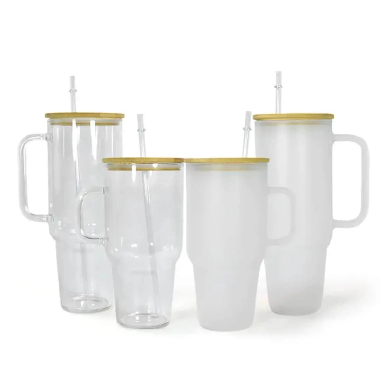 Hailey Brook Designs 32oz or 40oz Sublimation Clear or Frost Glass Tumbler with Bamboo Lid, BPA Free, Reusable, Stylish & Washable - Bottle, Water Bottles