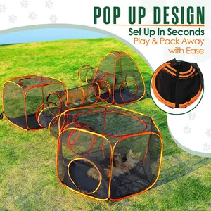 Houseables Cat Tent Outdoor, Cat Tunnel, Portable Catio, Outdoor Catio Enclosure, Kitty Tent, Playpen for Outside, Indoor, Pet, Cage, Play Pen with Tunnel, Cube, Playhouse, Enclosed, Mesh, 6 in 1