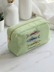 three-color fish pattern 2D printed makeup bag, Travel Cosmetic Bags, Makeup organizer pouch, large capacity design, suitable for all seasons/general use, can hold daily skincare products and various cosmetics, lifestyle travel all-rounder