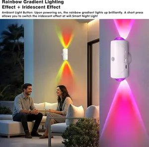 Smart Rechargeable LED Night Light with Motion Sensor – RGB Gradient Ambient Lighting, Dimmable Wall Lamp, Magnetic & Stick-On Design, USB Convenient Charging, Long-Lasting Battery, Perfect for Halloween Decor, Stairs, Bedroom, Entryway & Hallway