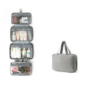 Waterproof 4-Fold Hanging Travel Cosmetic Bag, Wet Dry Separation Organizer Pouch