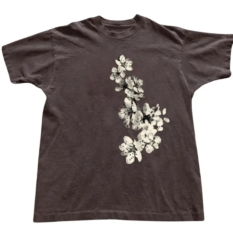 The White Blossom Graphic T-Shirt, Floral Print Tee, Botanical Flower Shirt, Minimal Nature Tee, Cottagecore Aesthetic Shirt