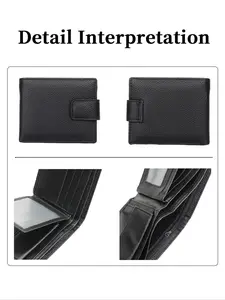 Men's Ultra-Thin Business Plaid PU Clip, Five Independent Compartments, Transparent Window, Hidden Coin Pocket, Best Christmas Gift