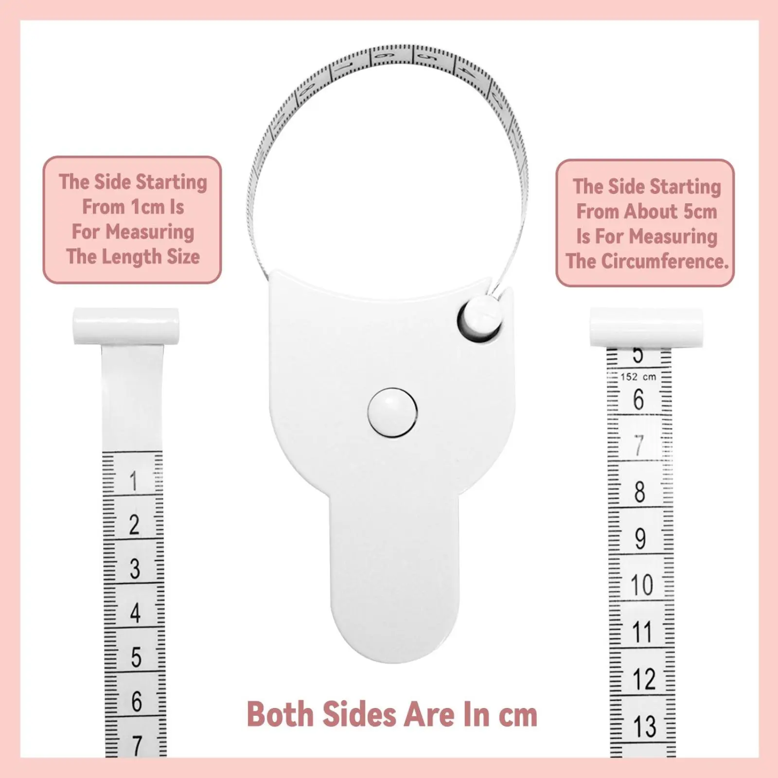 150cm 2-Sided Retractable Body Measuring Tape, Telescopic Tool with Accurate Lock Pin, Push Button for Waist Tracking, Measuring Tape for Sewing