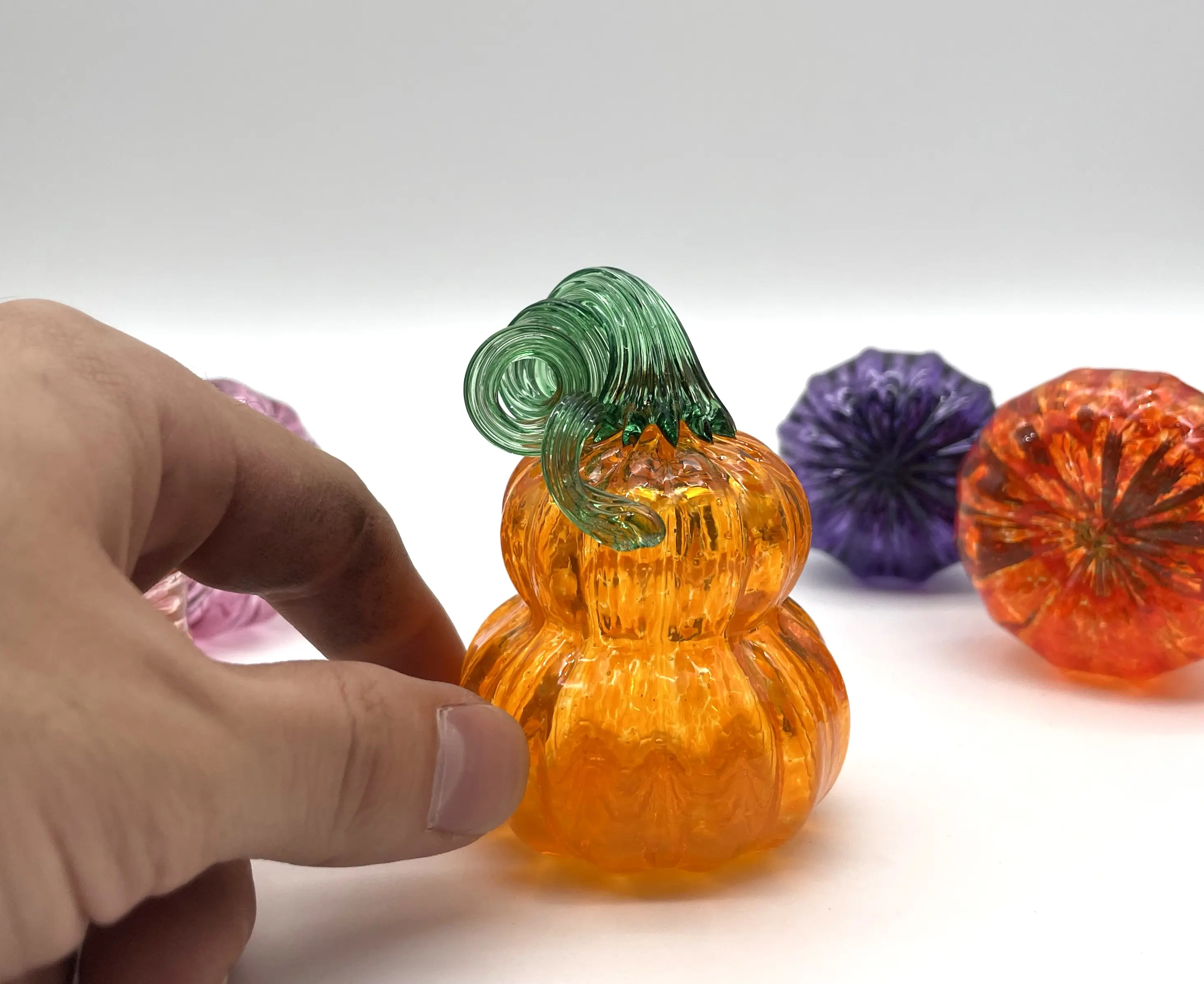 Small Glass Gourd, Handmade Blown Glass, Small, Various Colors, Jewel Tones