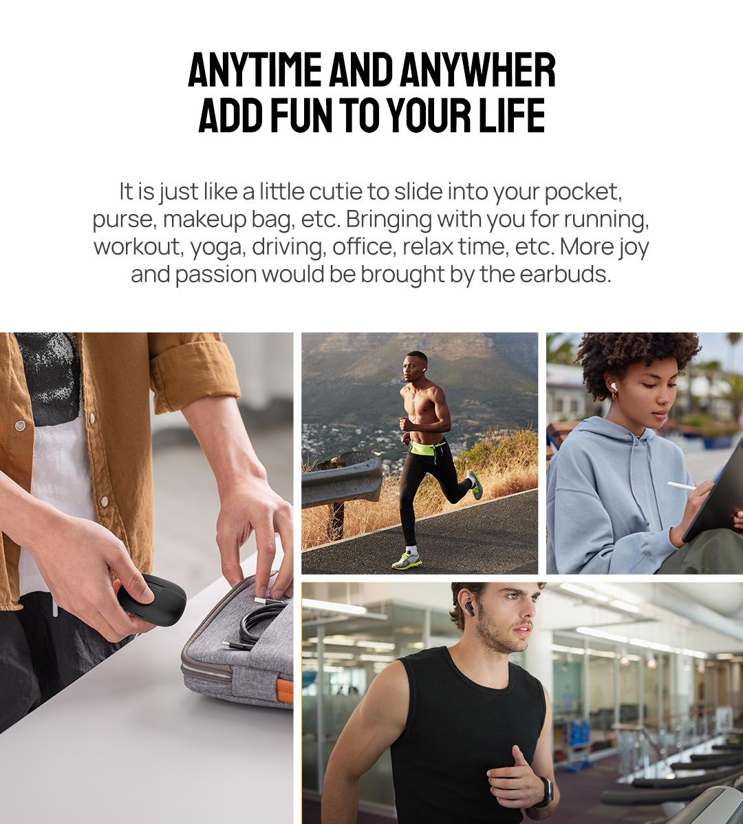 Ulefone Wireless Headphones Earbuds, in Ear Microphone, Bluetooth 5.1, Type-C Charging, Touch Control, LED Display, for iPhone/Android/iOS, Black&White