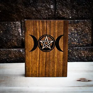 Witches Book Wooden Box Handmade Gift for a Witch Box for Spellbook Wooden Grimoire Spell Book Box