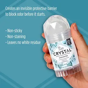 Crystal Mineral Deodorant Stick Unscented - 4.25 oz No Aluminum, Paraben Free and No White Marks, 24hr Odor protection