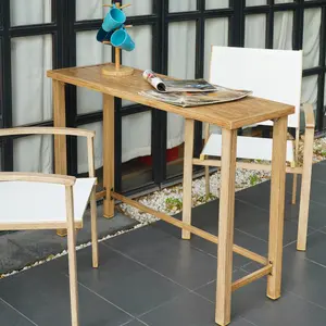 44.1" Narrow Console Table for Entryway, Metal Outdoor Patio Sofa Table Waterproof, Small Counter Height Table for Hallway, Bedroom, Living Room - Imitation Wood Grain