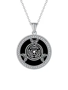 Triple Moon Hecate Goddess Necklace for Women, Wiccan Pagan Pendant Necklace, Vintage Amulet Necklace Gifts for Women