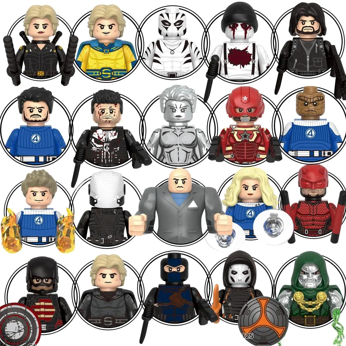Blind Box Mini Building Blocks G0141 Collectible Figurines - Big Goblin, Spiderman, Iron Man, Venom, Captain Hawk, Deadpool Armor - Christmas Gift Toy