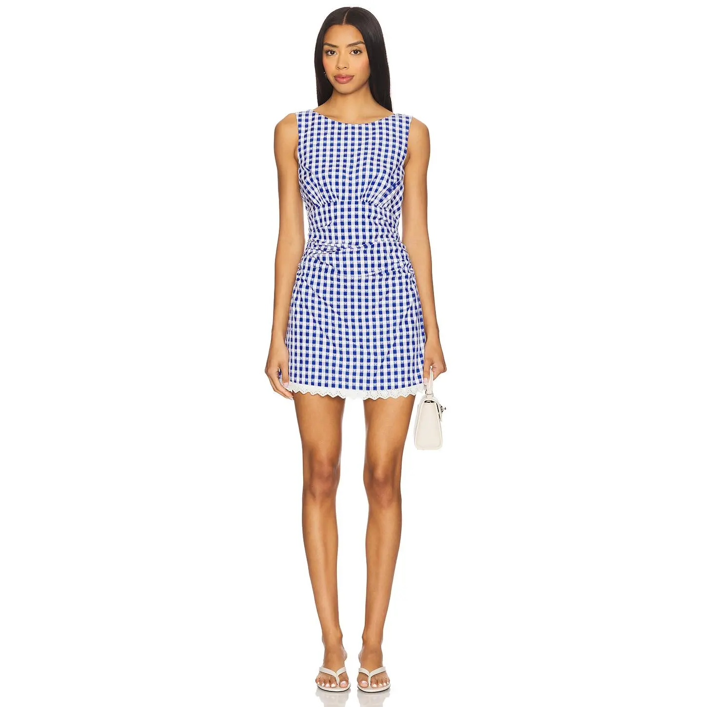 MAJORELLE Peggy Mini Dress in Blue & White Check