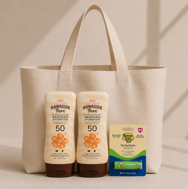 2 Hawaiian Tropic Weightless Hydration SPF 50 Lotions & SPF 45 Lip Balm