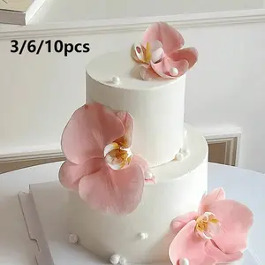 Realistic Butterfly Orchid Cake Decorations, 3/6/10 Pieces, Touch Realistic, Wedding Birthday Party Supplies, DIY Accessories, Party Gifts