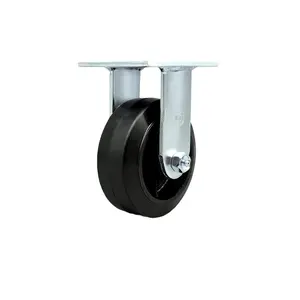 Service Caster SCC-30R520-RSR Rubber on Metal Rigid Top Plate Heavy Duty Caster with 5 in. Wheel - 400 lbs Capacity per Caster