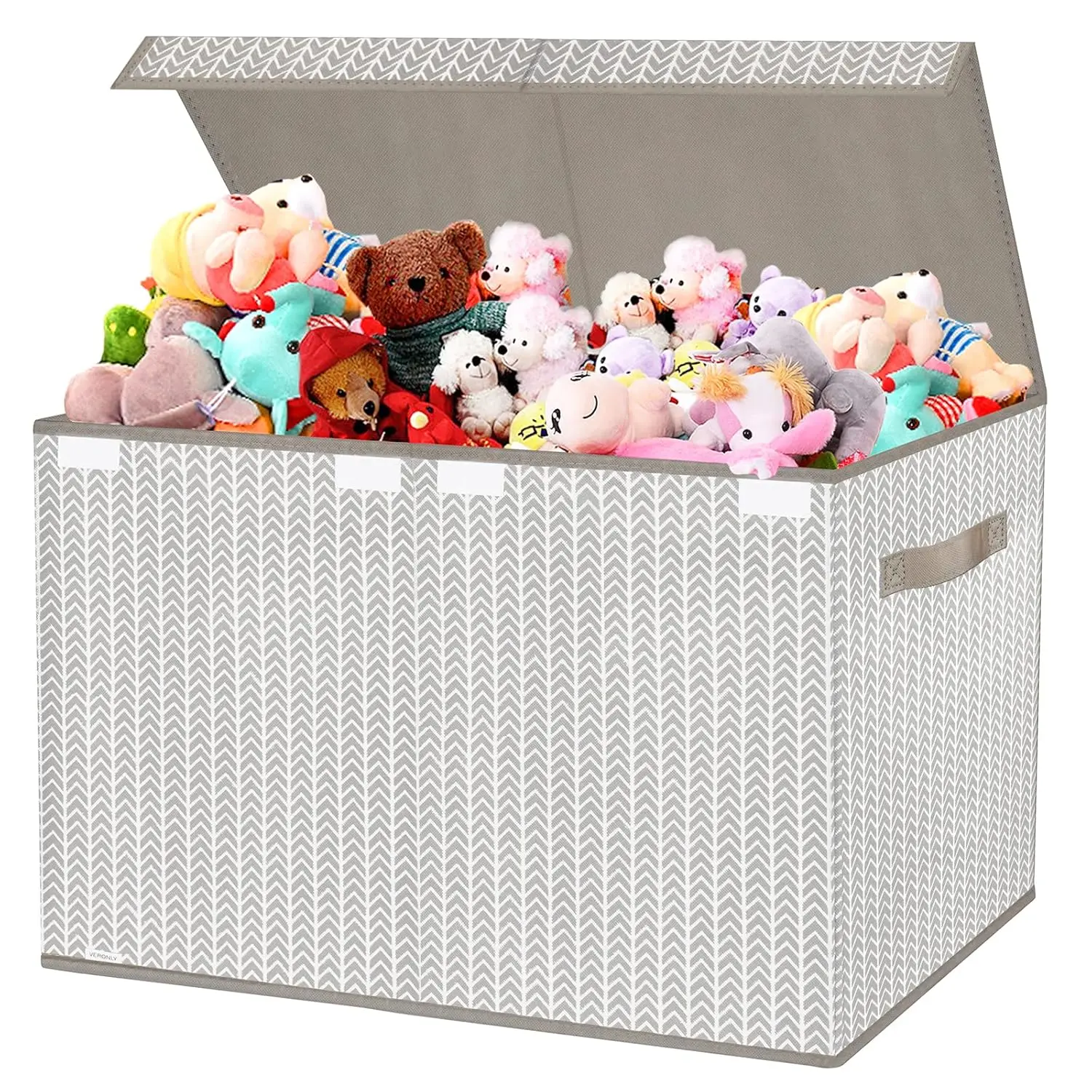 Box Chest Organizer Bins for Boys Girls , Large Collapsible Fabric Storage Container with Flip-Top Lid & Handles for Clothes,Blanket,,Playroom,Bedroom,Tree Branch  (Gray)