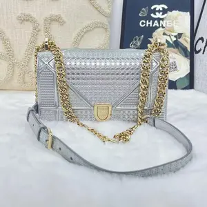 Pre-owned Dior Diorama Crossbody bags Leather Silver Free Shipping | Duties Paid|19608189