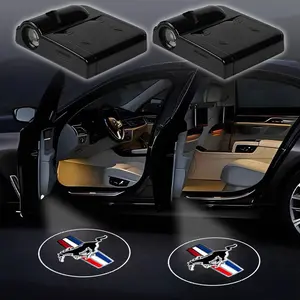 2PC Led Car Door Welcome Light Logo Shadow Projector Laser Lamp Led Step Lights For Ford Mustang Universal Big Size Mustang Shelby GT Accessories