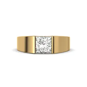 Men's Jewelry - Men's VVS Lab Diamond Princess Cut Solitaire Engagement Ring | Yellow Gold