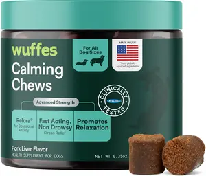 Wuffes Calming Chews for Dogs - Stress Support Supplement - Non-Drowsy Calming Relief for All Dogs - Made in USA - 60 Soft Chews Wuffes Calming Chews for Dogs - Stress Support Supplement - Non-Drowsy Calming Relief for All Dogs - Made in USA - 60 Soft Chews