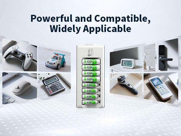 EBL AA AAA Rechargeable Batteries with Upgraded 808 Individual Charger, 1.2V 2800mAh Double A Batteries,Long Lasting Recharerble AA AAA Ni-Mh battery with Integrated Charing Storage Box